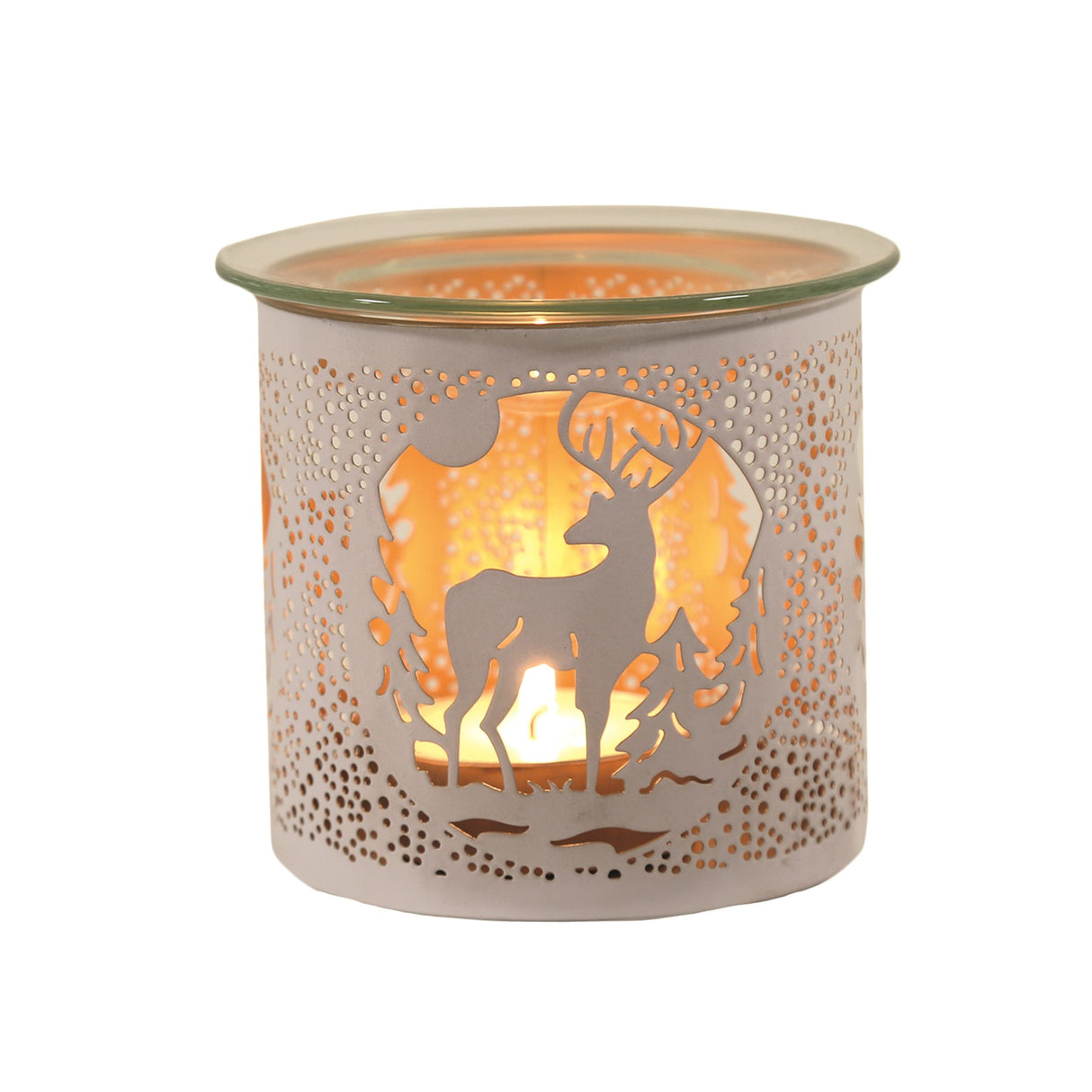 Tealight Wax Melter and Candle Holder - White Stag 10.5cm