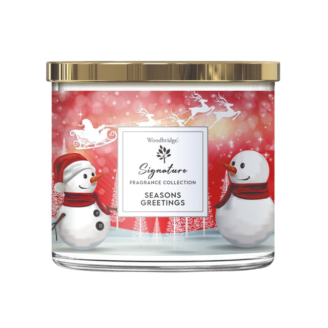 Seasons Greetings Wax Tumbler Candle Jar by Woodbridge 410g - CANDLES - Beattys of Loughrea