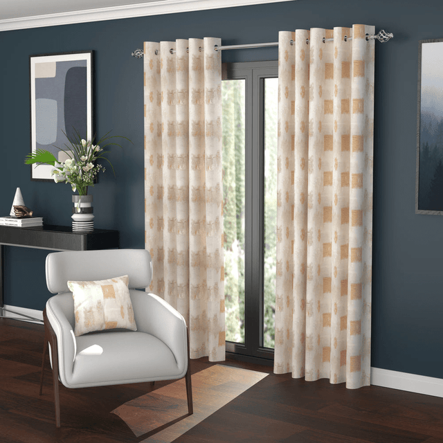 Porto 90" x 90” Polar Fleece Lined Eyelet Curtains Natural - CURTAINS - READY MADE - Beattys of Loughrea