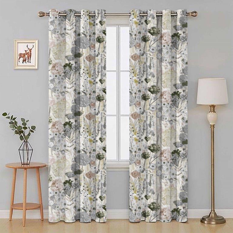 Wildflowers 66"x 72" Lined Eyelet Curtains Natural - CURTAINS - READY MADE - Beattys of Loughrea