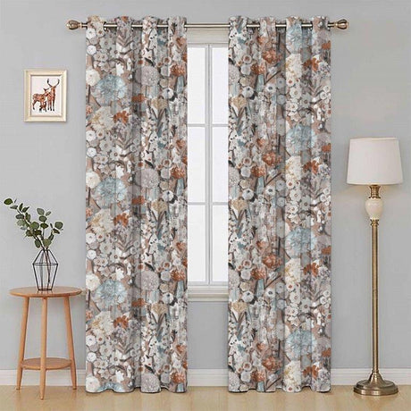 Wildflowers 66"x 90" Lined Eyelet Curtains Mist - CURTAINS - READY MADE - Beattys of Loughrea