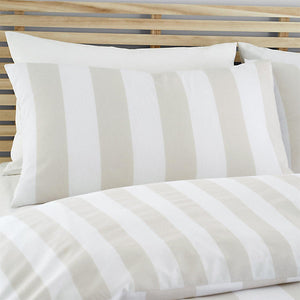 Catherine Lansfield Cove Stripe Natural Single Duvet Cover Set - DUVET COVERS - Beattys of Loughrea