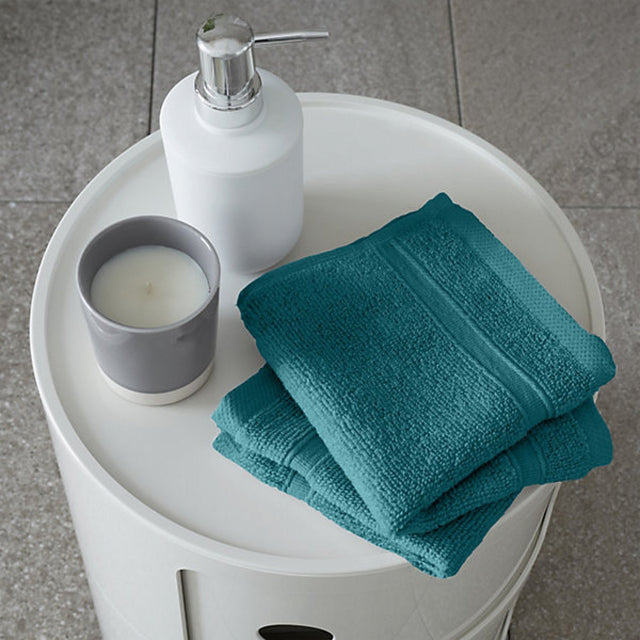 Catherine Lansfield Zero Twist Cotton Face Cloth Pair Teal Green - TOWELS FACECLOTHS - Beattys of Loughrea