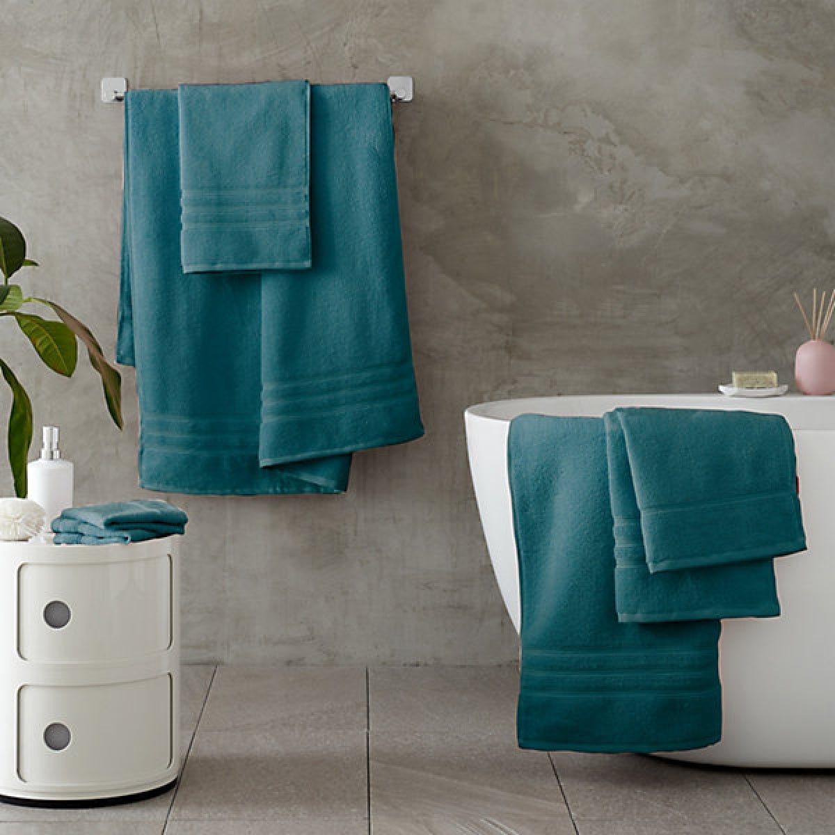 Catherine Lansfield Zero Twist Cotton Face Cloth Pair Teal Green - TOWELS FACECLOTHS - Beattys of Loughrea
