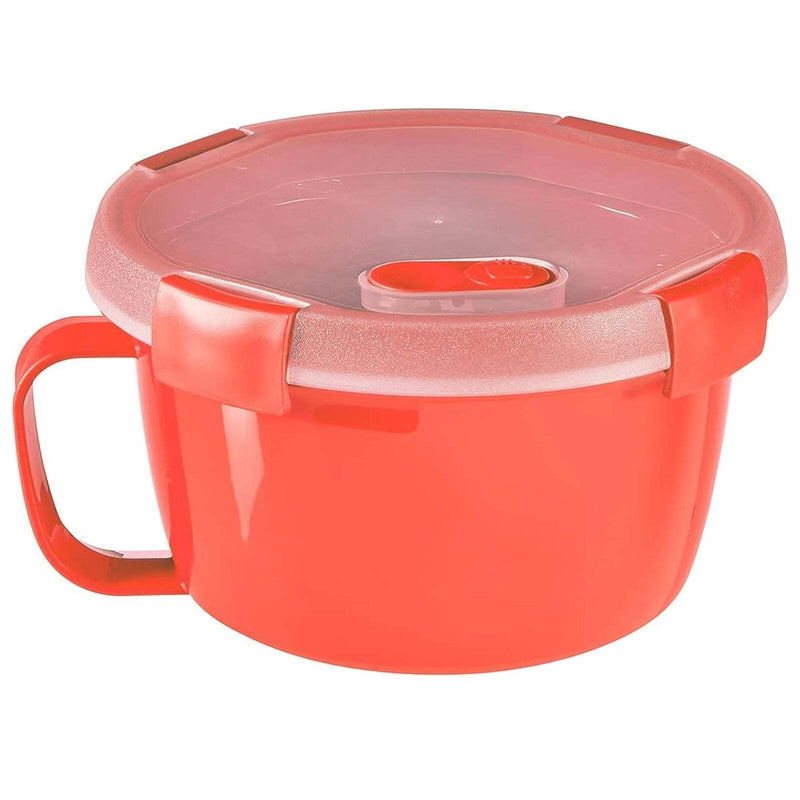 Curver 0.9L Red Microwave Noodle Pot With Steam Valve