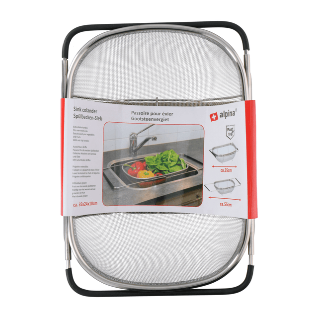 Alpina Sink Colander with Extendable Handles 34cm - KITCHEN HAND TOOLS - Beattys of Loughrea
