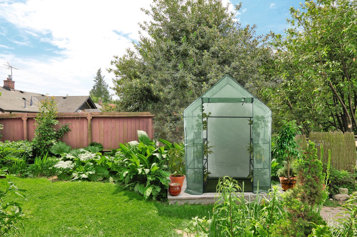 Kinzo 3 Level Garden Greenhouse with Metal Frame 143 x 73 x 195cm - GREENHOUSE & ACCESSORIES - Beattys of Loughrea