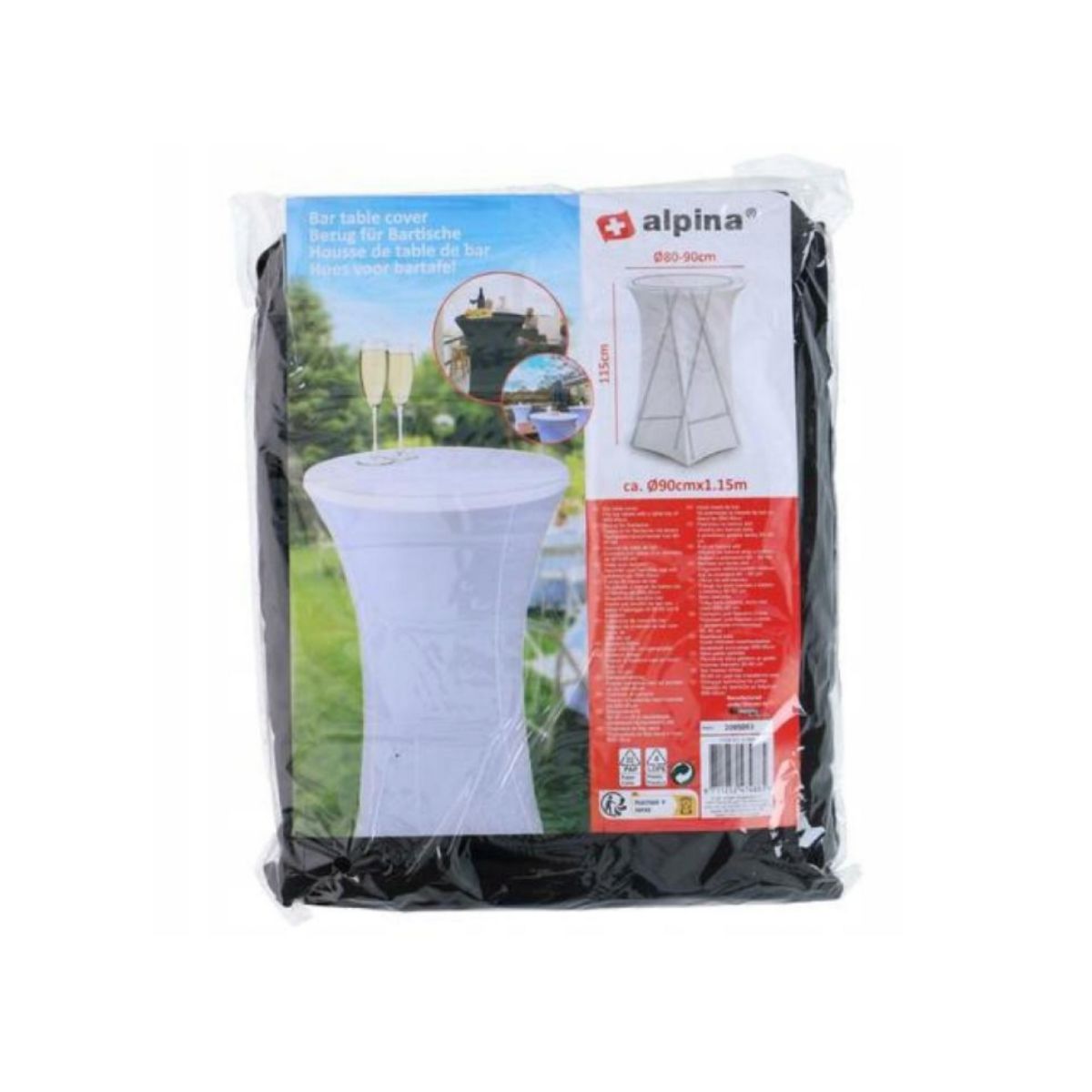Alpina Tall Bar Table Cover -Black - Beattys of Loughrea | www.beattys.ie