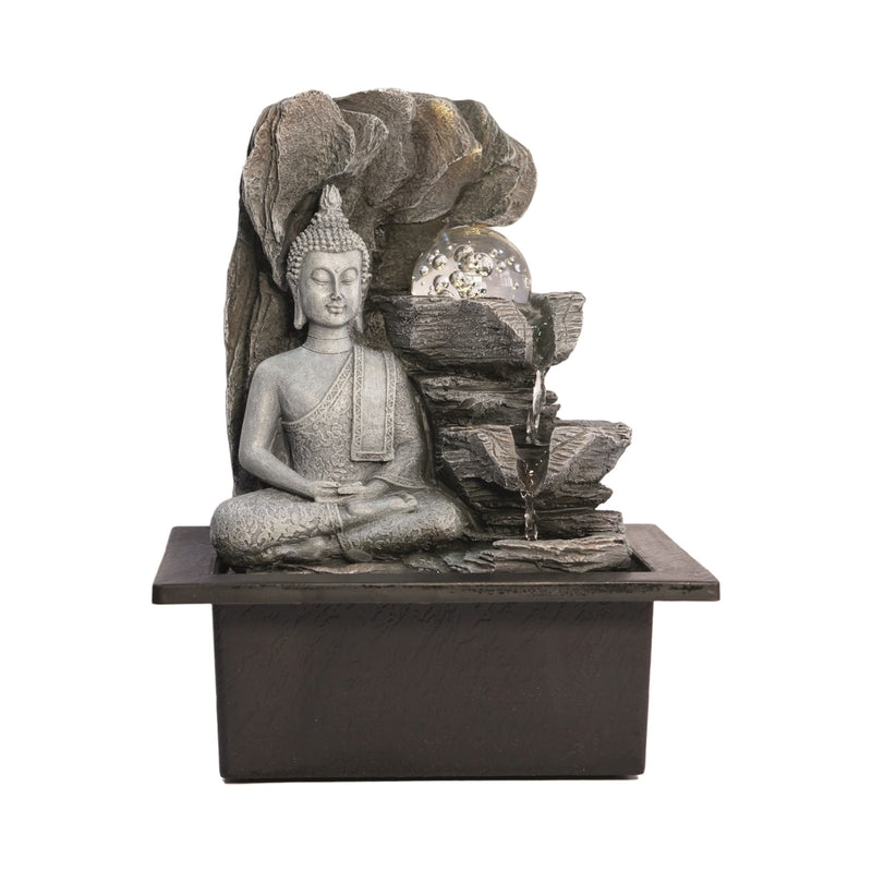 Stone Buddha 2 Tier Globe Water Feature 25cm