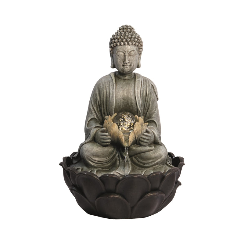 Buddha with Globe LED Water Feature 39cm