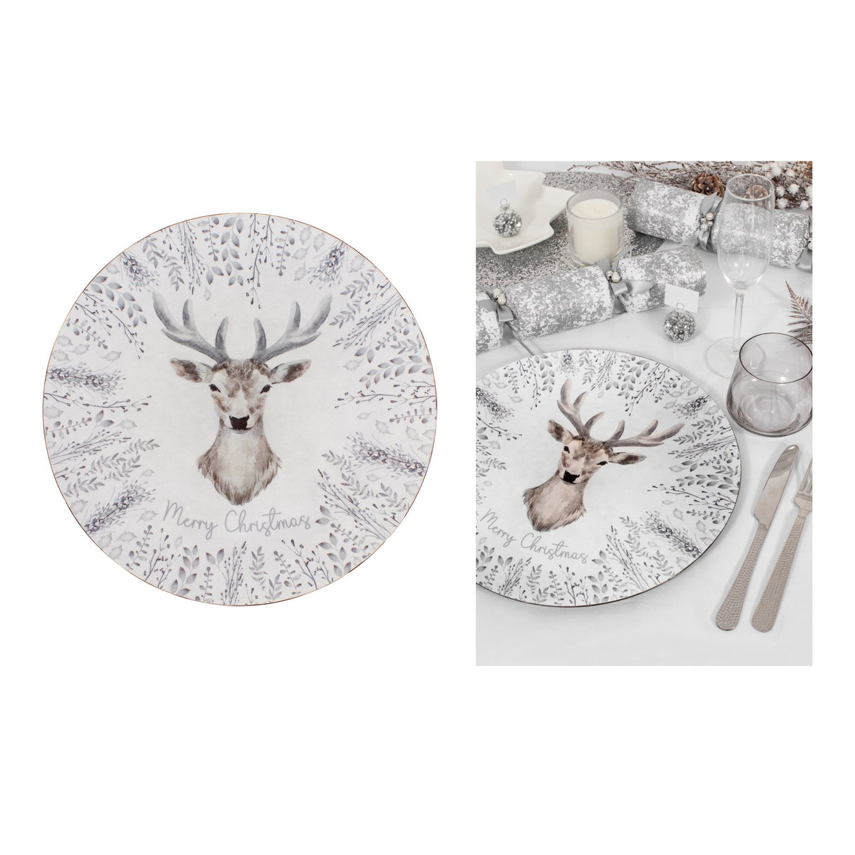 Christmas Stag Charger Plate Plastic - GENERAL LOOSE WARE - Beattys of Loughrea