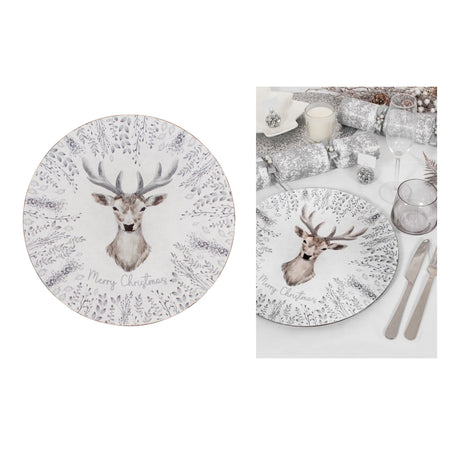 Christmas Stag Charger Plate Plastic - GENERAL LOOSE WARE - Beattys of Loughrea
