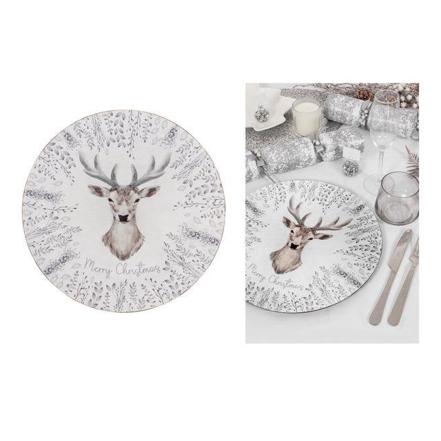 Christmas Stag Charger Plate Plastic - GENERAL LOOSE WARE - Beattys of Loughrea
