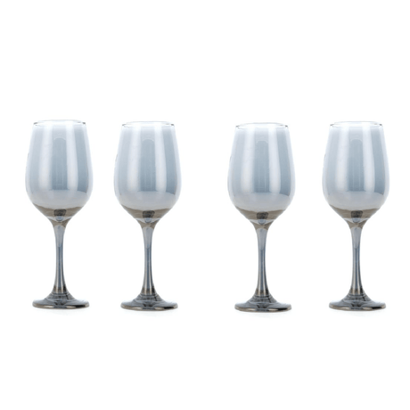 Newgrange Living Set of 4 Grey Lustre Wine Glasses - DRINKING GLASSES - Beattys of Loughrea