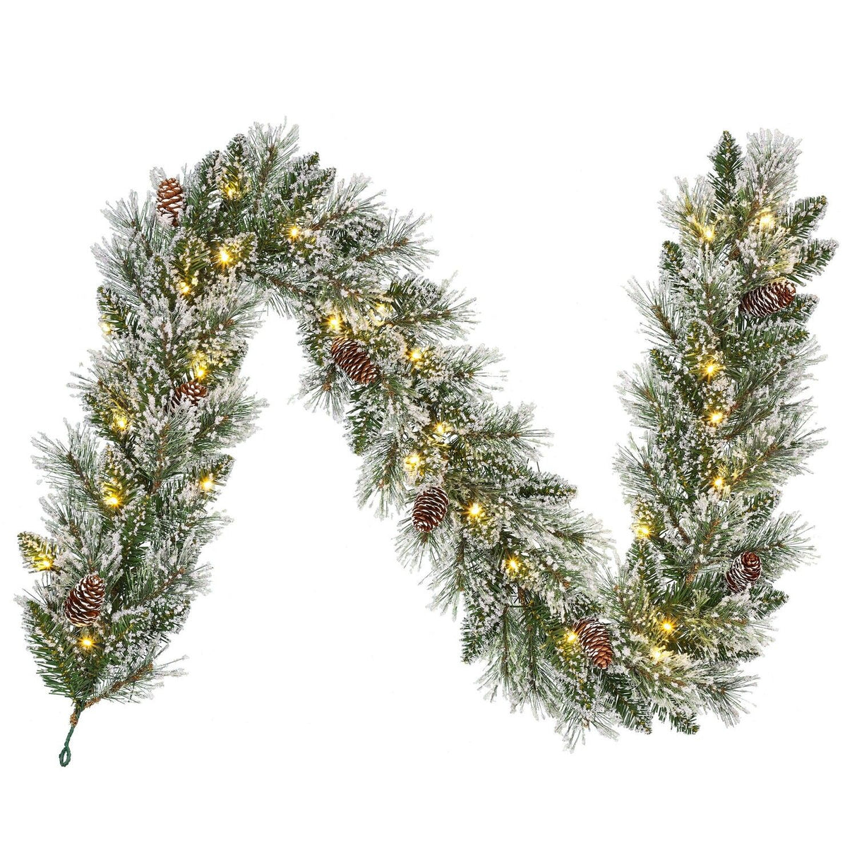 Vandans Garland 30 LED Green Frosted 100 Tips Battery Operated 180 x 20cm - XMAS GARLANDS - Beattys of Loughrea