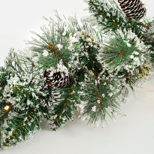 Vandans Garland 30 LED Green Frosted 100 Tips Battery Operated 180 x 20cm - XMAS GARLANDS - Beattys of Loughrea