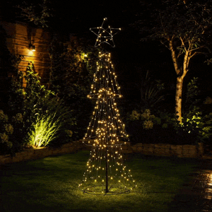 Sapin de Noël extérieur à LED avec étoile blanc chaud 210 cm (7 pi)