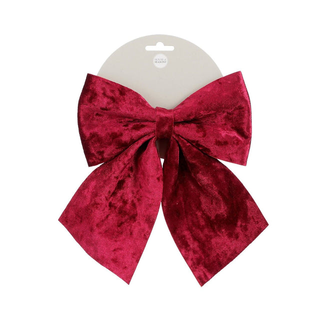 Christmas Bow Dark Red 20 x 24cm - XMAS RIBBON TINSEL - Beattys of Loughrea