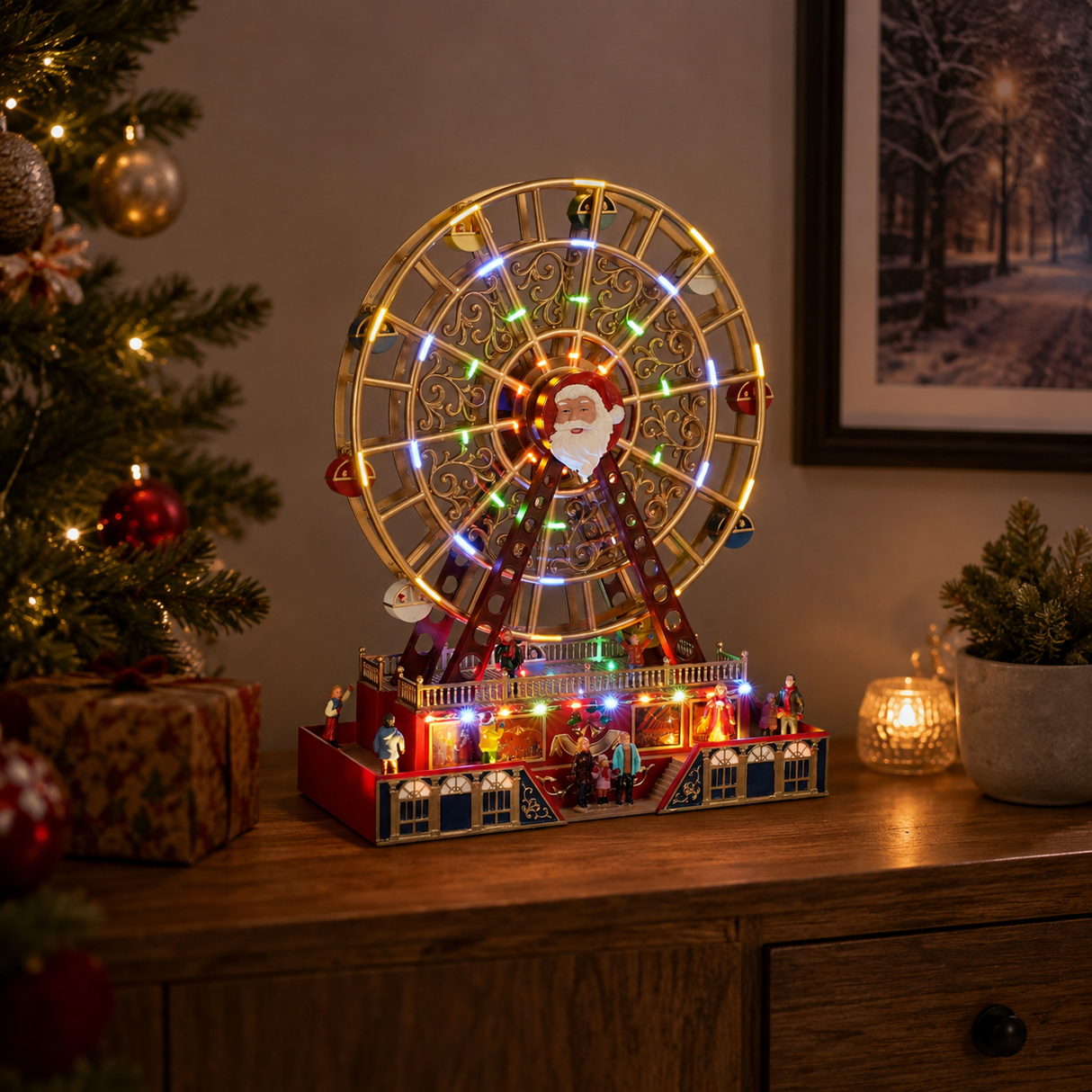LED Christmas Ferris Wheel Decoration With Animation 48cm