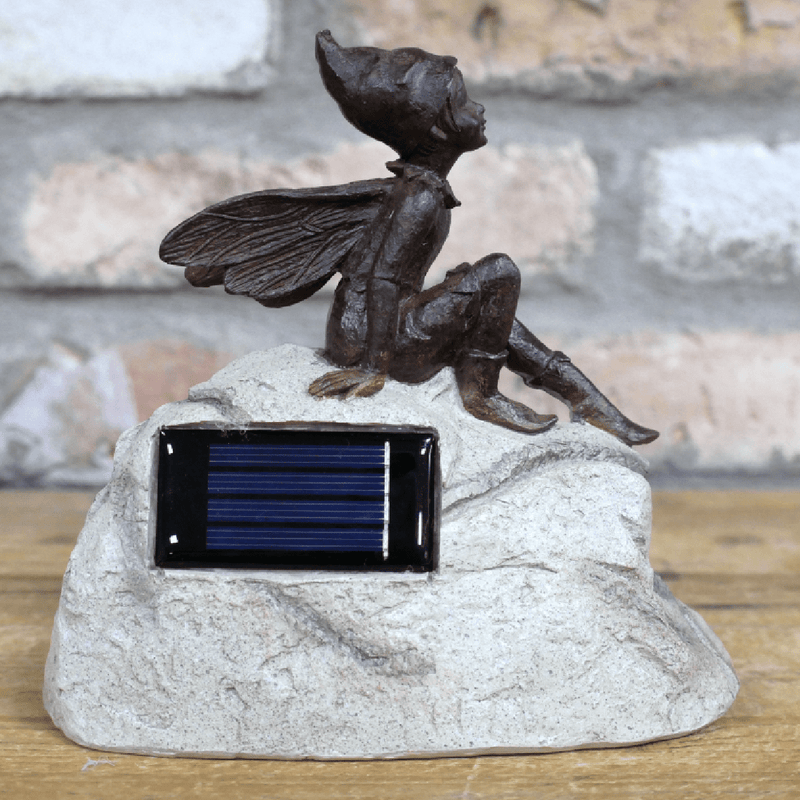 Solar Powered Fairy On Stone 16cm - GARDEN ORNAMENTS INCL SOLAR - Beattys of Loughrea