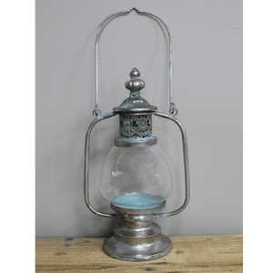 Lantern with Handle Silver 49cm - CANDLE HOLDERS / Lanterns - Beattys of Loughrea