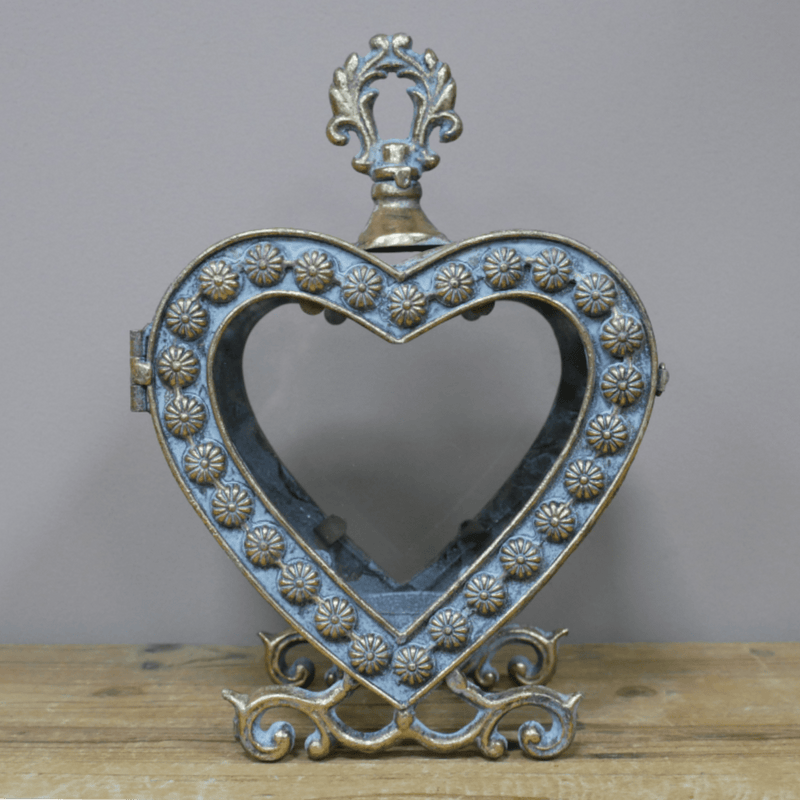 Heart Shaped Candle Holder Lantern 27cm - CANDLE HOLDERS / Lanterns - Beattys of Loughrea