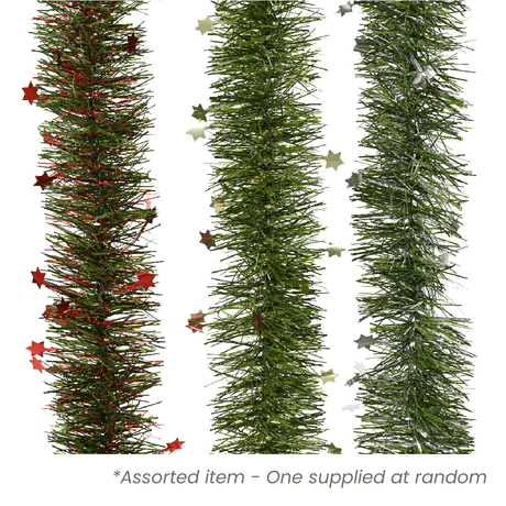 Shiny Tinsel Garland PVC 2m Assorted - One Supplied* - XMAS RIBBON TINSEL - Beattys of Loughrea