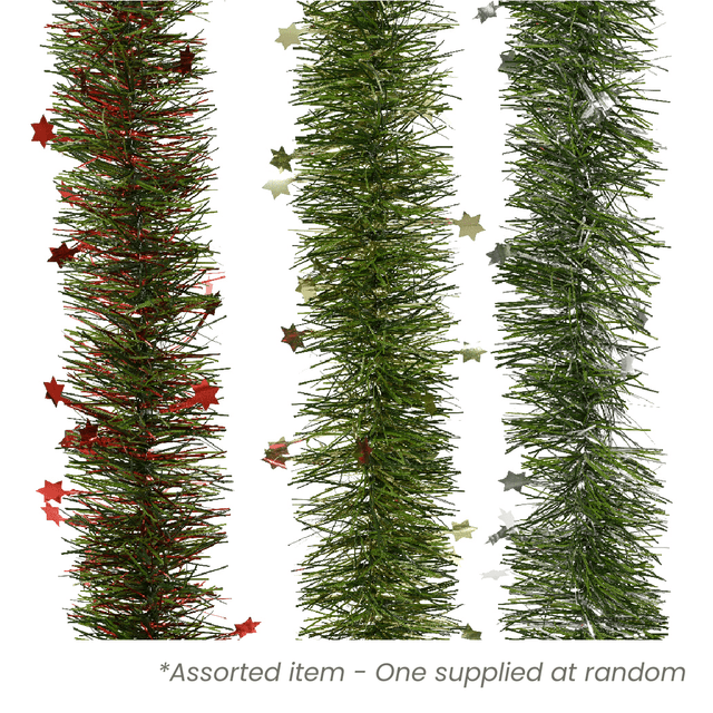 Shiny Tinsel Garland PVC 2m Assorted - One Supplied* - XMAS RIBBON TINSEL - Beattys of Loughrea