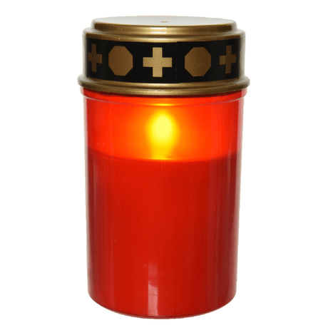 LED Grave Candle Red with Flame Effect 12.5 cm - GRAVESIDE ORNAMENTS/ PLAQUES - Beattys of Loughrea