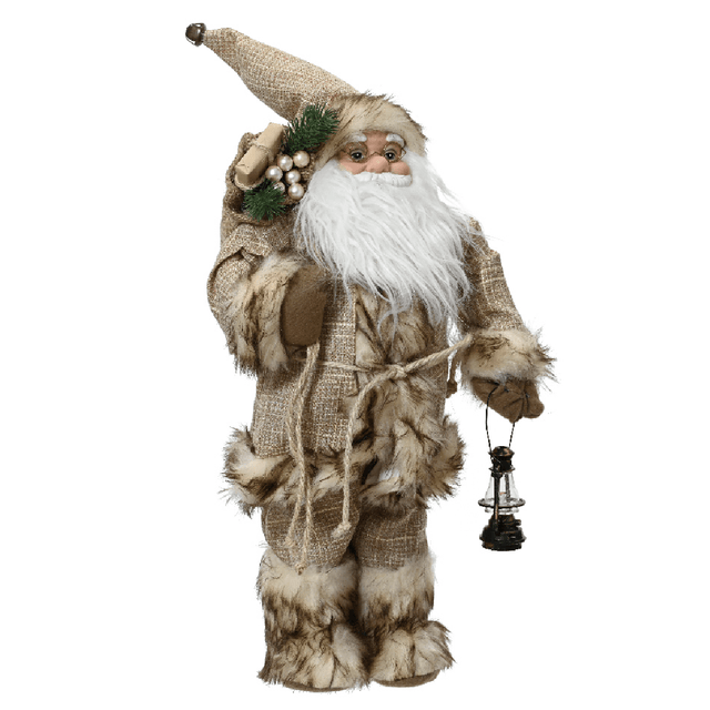 Santa with Brown Coat and Present Sack 60cm - XMAS SOFT DECOS - Beattys of Loughrea