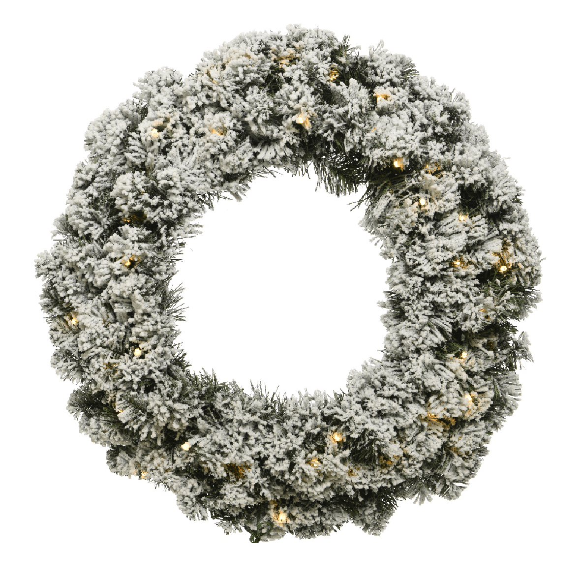 Snowy Christmas Wreath with 50 Warm White LEDS 60cm - XMAS WREATHS - Beattys of Loughrea