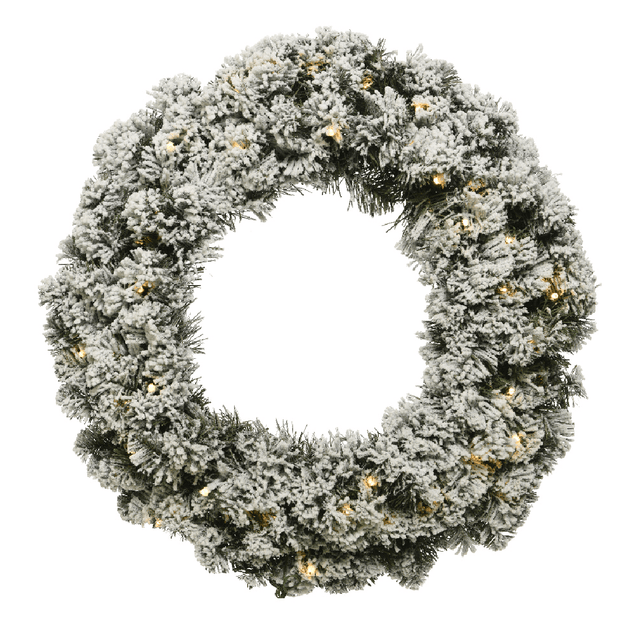 Snowy Christmas Wreath with 50 Warm White LEDS 60cm - XMAS WREATHS - Beattys of Loughrea
