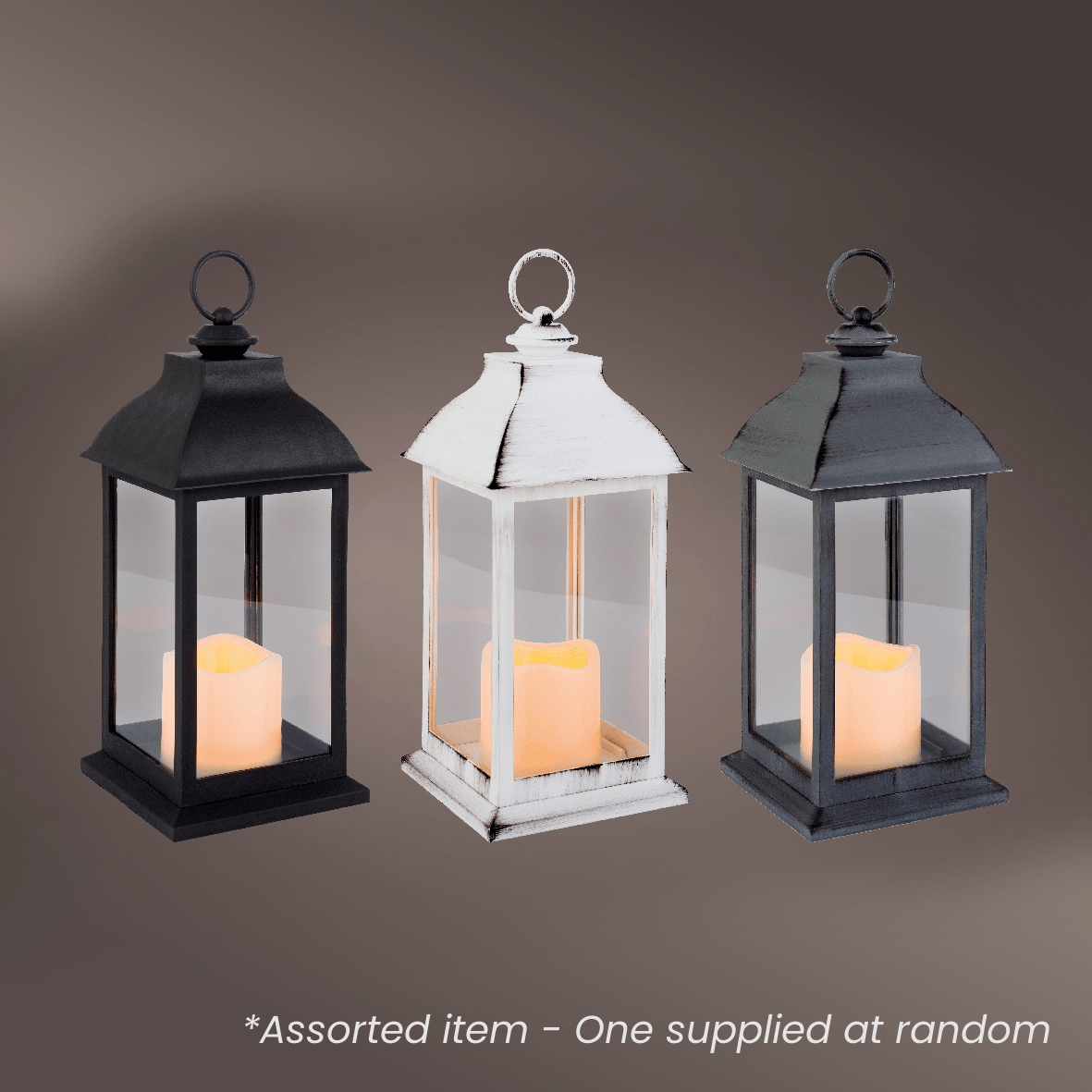 LED Lantern 30cm Assorted - One Supplied* - XMAS ROOM DECORATION LARGE AND LIGHT UP - Beattys of Loughrea