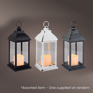 LED Lantern 30cm Assorted - One Supplied* - XMAS ROOM DECORATION LARGE AND LIGHT UP - Beattys of Loughrea