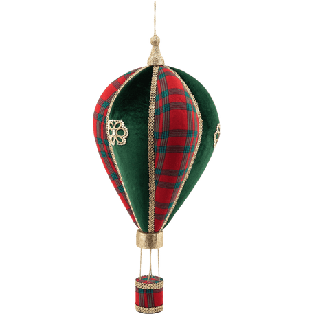 Velvet Green Hanging Hot Air Balloon 28x28x58cm - XMAS SOFT DECOS - Beattys of Loughrea