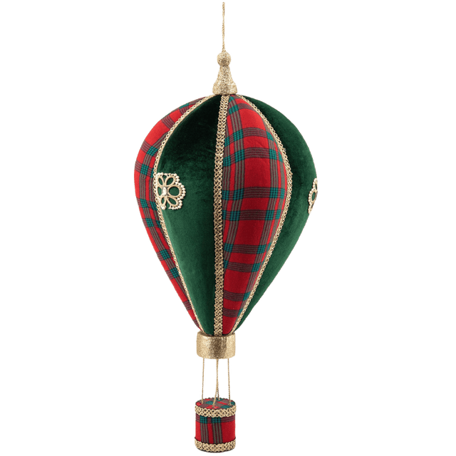 Velvet Green Hanging Hot Air Balloon 28x28x58cm - XMAS SOFT DECOS - Beattys of Loughrea