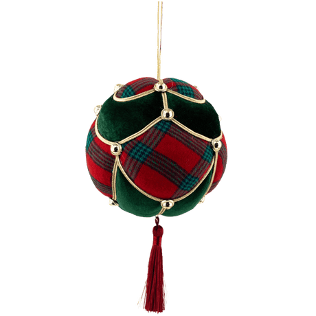 Green Velvet Hanging Christmas Ball 13 x 21cm - XMAS SOFT DECOS - Beattys of Loughrea