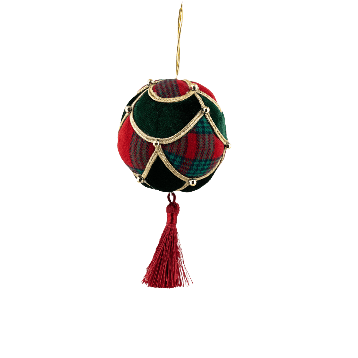 Green Velvet Hanging Christmas Ball 8 x 16cm - XMAS SOFT DECOS - Beattys of Loughrea