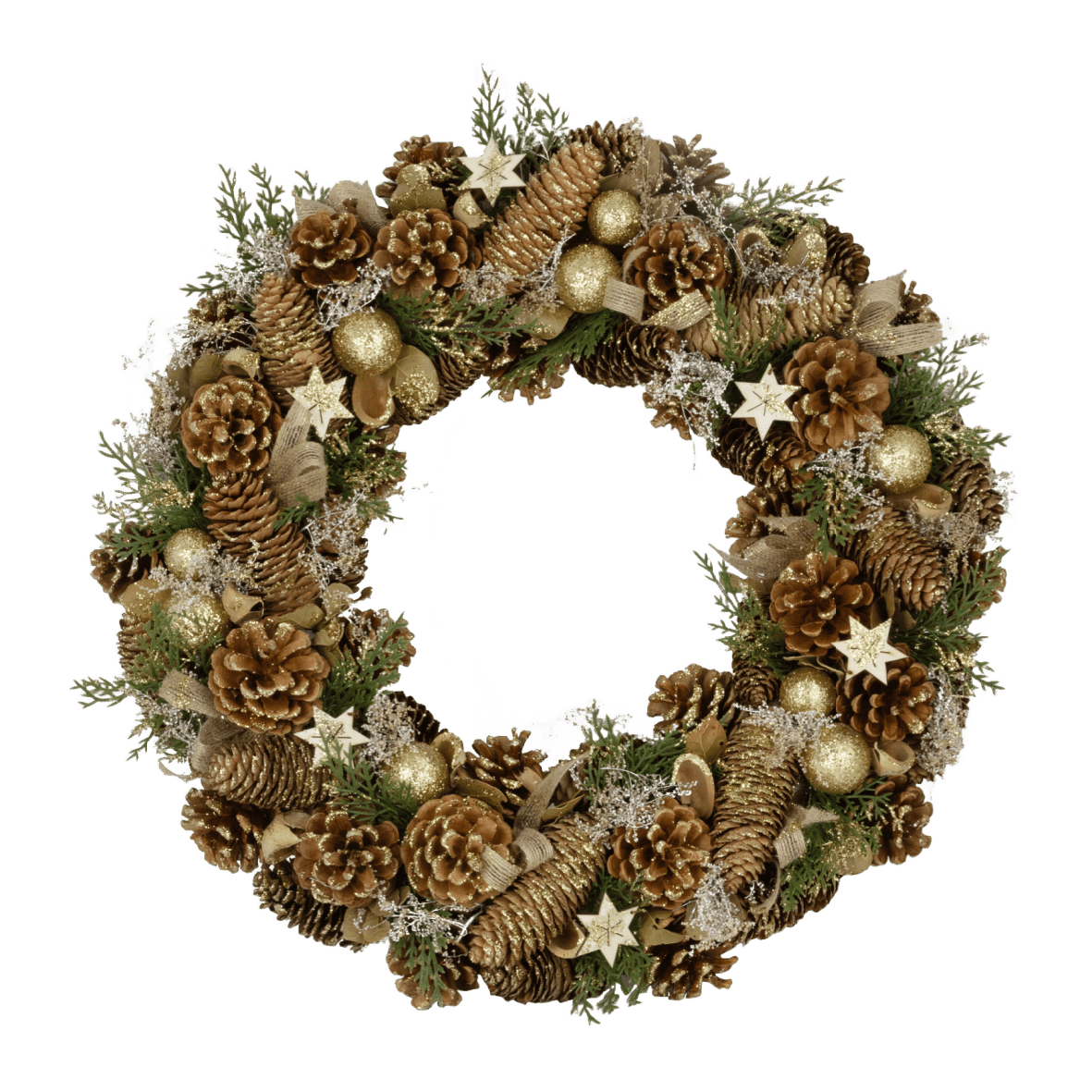 Extra Large Gold Wreath 52 x 52 x 10cm - XMAS WREATHS - Beattys of Loughrea