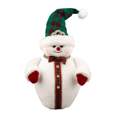 Velvet Green Snowman 25x15x37cm - XMAS SOFT DECOS - Beattys of Loughrea