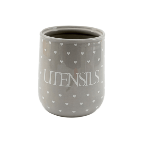 Grey Hearts Utensil Holder - S/STEEL KITCHENWARE - Beattys of Loughrea