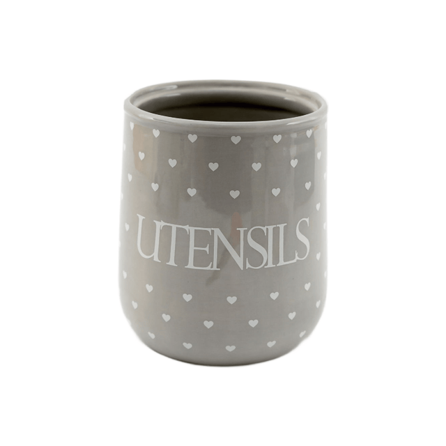 Grey Hearts Utensil Holder - S/STEEL KITCHENWARE - Beattys of Loughrea