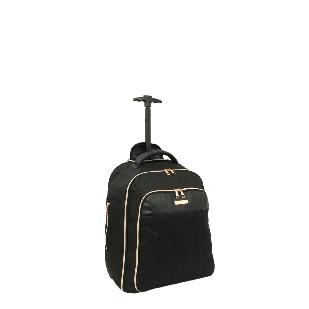 BordLite Cabin-sized Rucksack on Wheels Black & Rose Gold - HANDBAGS, MANBAGS & LUGGAGE - Beattys of Loughrea