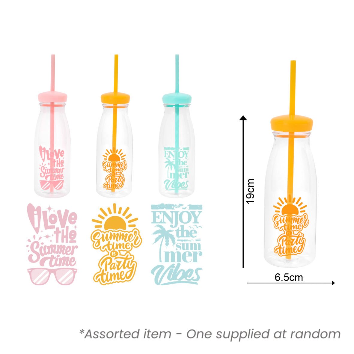 Bello Bottle With Straw 525ml Assorted - One Supplied* - DRINKING GLASSES - Beattys of Loughrea