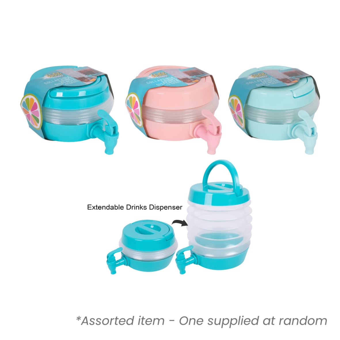 Bello Collapsible Drinks Dispenser 3.3L Assorted - One Supplied* - JUGS - Beattys of Loughrea