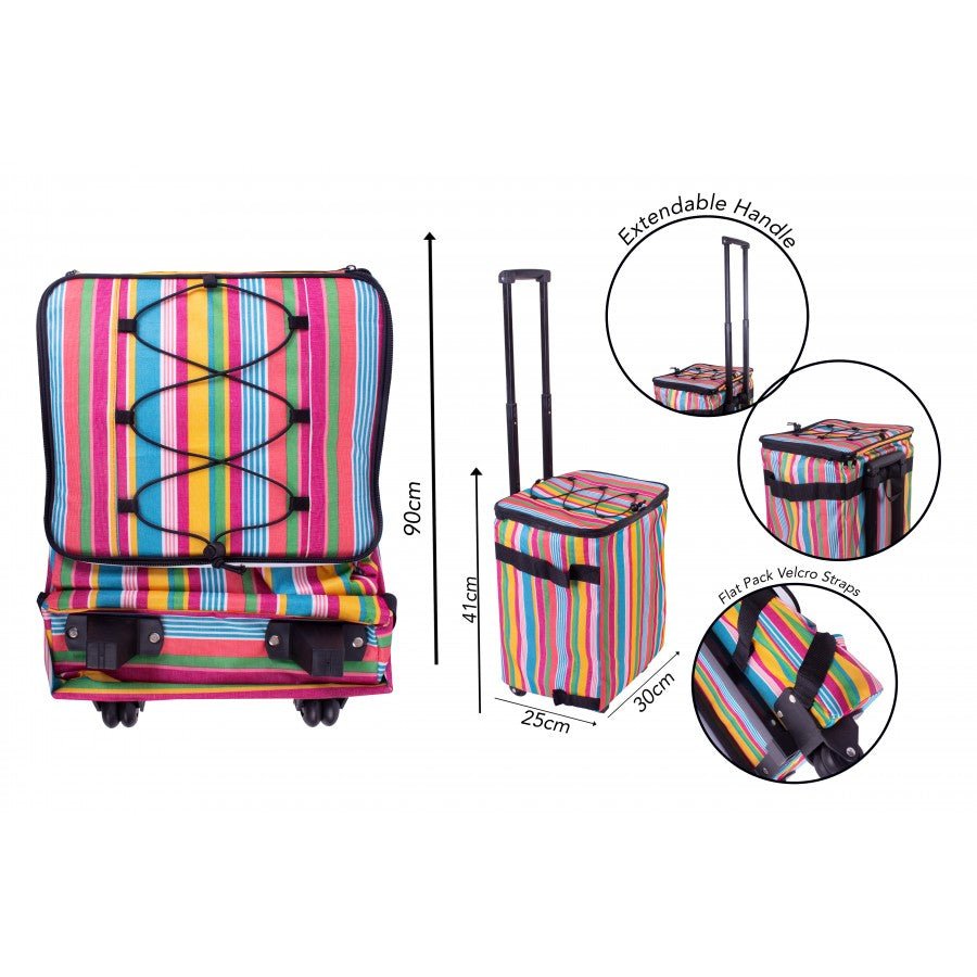 Bello Pull Along Picnic Bag 25x30x41cm Stripe Design - BBQ FUEL BBQ TOOLS, ACCESSORIES , TENT PEGS - Beattys of Loughrea