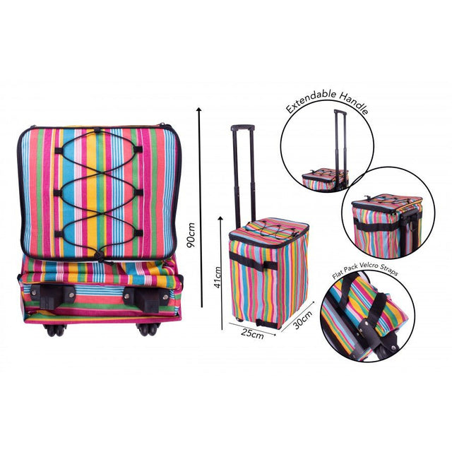 Bello Pull Along Picnic Bag 25x30x41cm Stripe Design - BBQ FUEL BBQ TOOLS, ACCESSORIES , TENT PEGS - Beattys of Loughrea