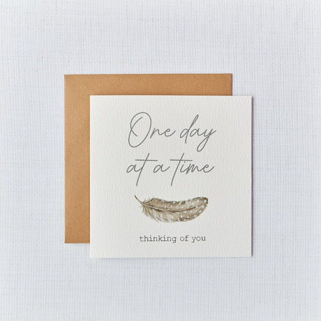 Grey Feather Sympathy Card Thinking of You One Day at a Time - CARD/GIFTWRAP/GIFTBAGS - Beattys of Loughrea
