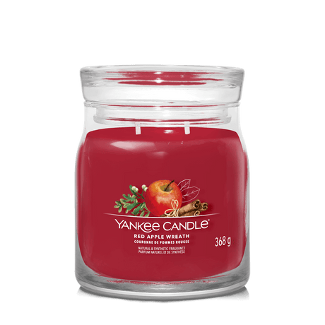 Red Apple Wreath Signature Medium Jar Yankee Candle 368g - CANDLES - Beattys of Loughrea