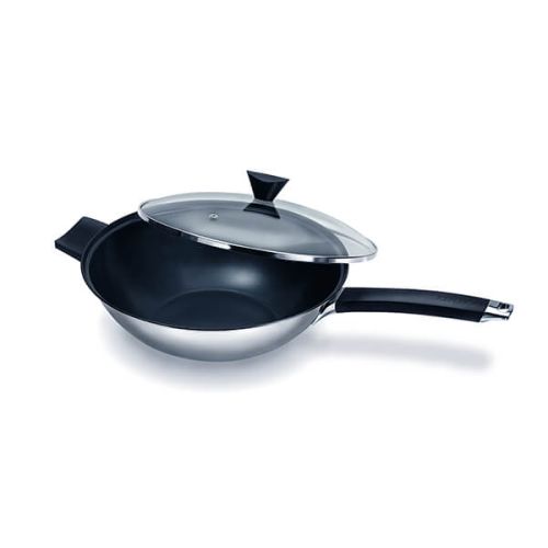 Ken Hom Excellence Non-Stick Stainless Steel Wok & Lid 32cm - FRYPAN/WOK/SKILLET - Beattys of Loughrea